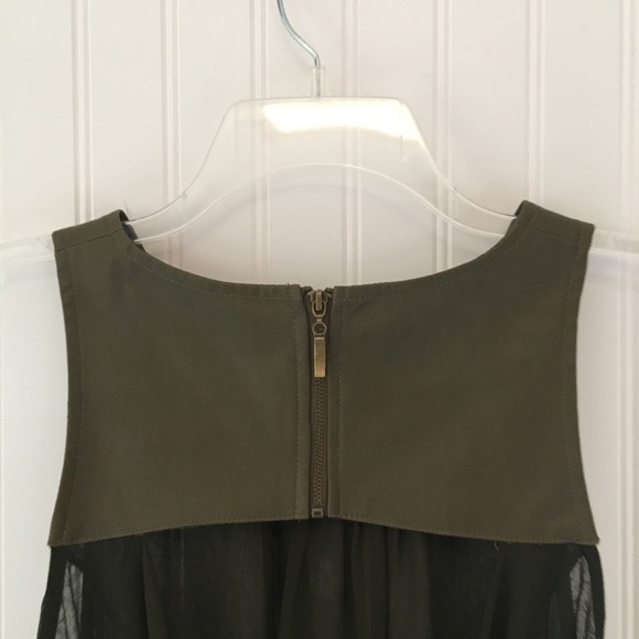 Double Zero Open Back Sleeveless Chiffon & Faux Sleeveless Top Olive Size Small - Picture 8 of 14